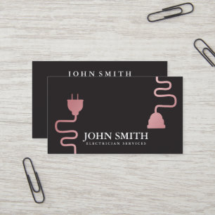 Modern Electrician Extension Cord Logo Black  Business Card