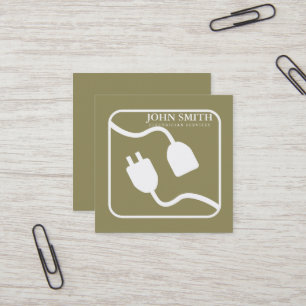 Modern Electrician Extension Cord Logo  Square Business Card