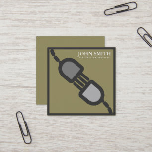 Modern Electrician Extension Cord Logo  Square Business Card