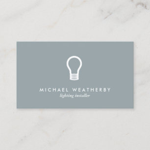MODERN ELECTRICIAN LOGO LIGHTBULB on SLATE GRAY Business Card