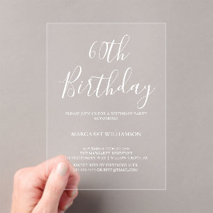 Modern Elegance  60th Birthday  Acrylic Invitations