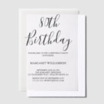 Modern Elegance  80th Birthday  Vellum Invitations<br><div class="desc">Black and White Modern Elegance 80th Birthday Invitation</div>