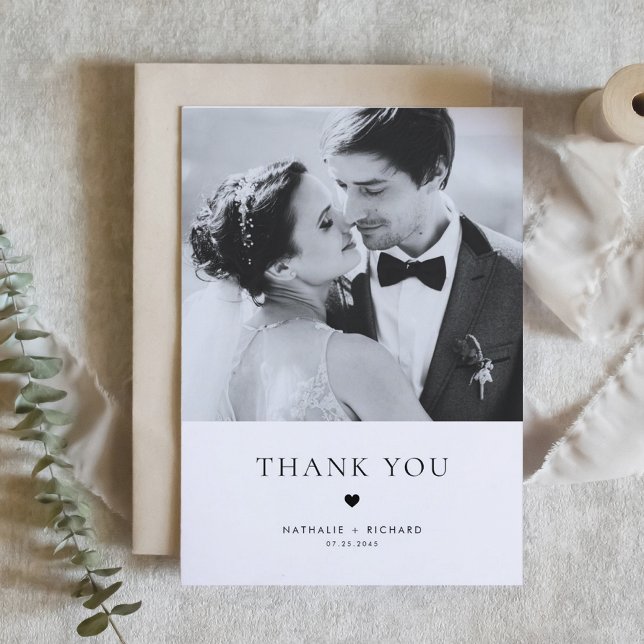 Modern Elegance Black Typography Wedding Thank You Postcard (Creator Uploaded)