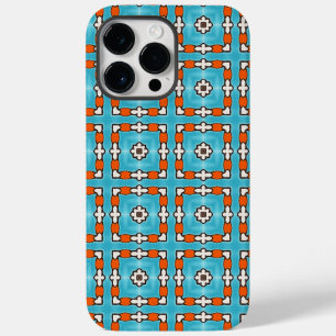 Modern Elegance Blue Orange White Azulejos Tile Case-Mate iPhone 14 Pro Max Case