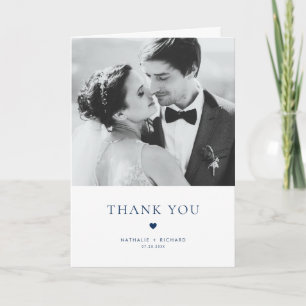 Modern Elegance Blue Typography Wedding Thank You Card