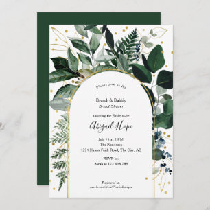 Modern elegance botanical brunch and bubbly invitation