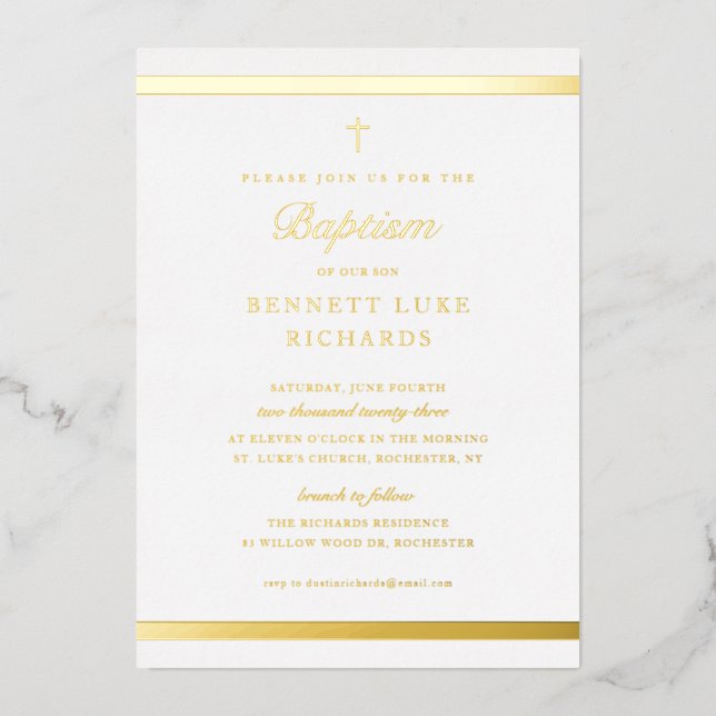 Modern Elegance Boys Baptism Gold (Front)