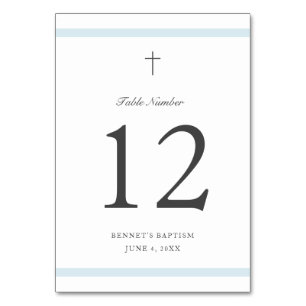 Modern Elegance Boys Baptism Table Number