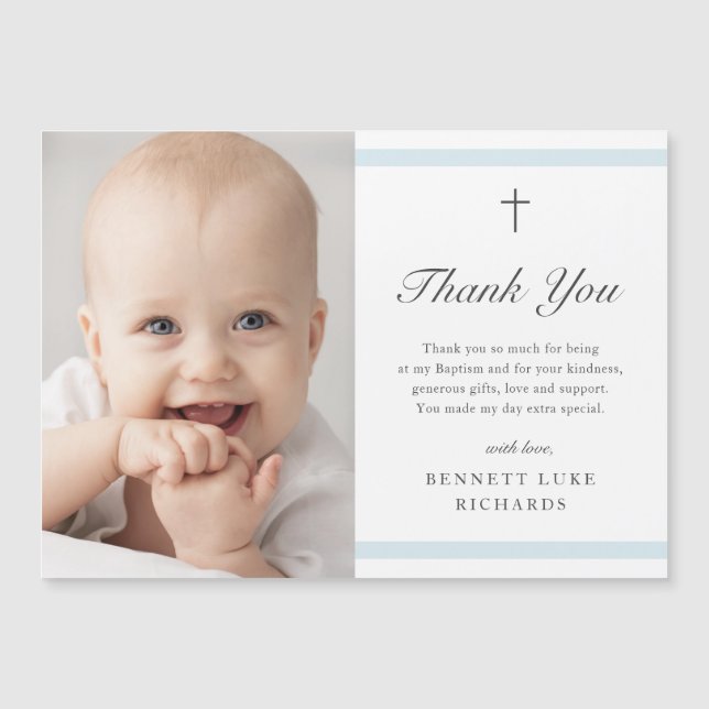 Modern Elegance Boys Baptism Thank You Card (Front)