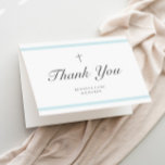 Modern Elegance Boys Baptism  Thank You Card<br><div class="desc">The classic stripe baptism thank you card is modern and clean featuring soft blue stripes and a cross on the front. The inside has a photo and personalized message from the family. Grey customizable type allows you to change all of the information on the card to your liking. Perfect for...</div>