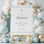 Modern Elegance Boys Baptism Welcome Poster<br><div class="desc">ThisModern Elegance Boys Baptism Welcome Sign is chic,  clean sign featuring soft blue stripes and a minimal cross. Grey customizable type allows you to change all of the information on the card to your liking. Perfect for a little boy's baptism.</div>