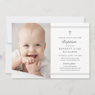 Modern Elegance Boys or Girls Photo Baptism Invitation