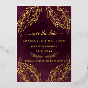 Modern Elegance Burgundy Save The Date