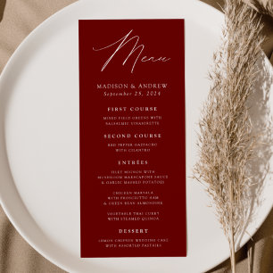 Modern Elegance Burgundy Wedding Menu