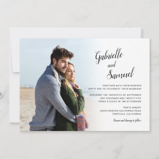 Modern Elegance Calligraphy Photo Wedding Invitati Invitation
