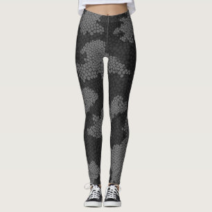 Modern Elegance Camouflage Black and Grey Leggings