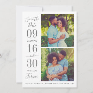 Modern Elegance Charcoal Grey Wedding Photo Save The Date