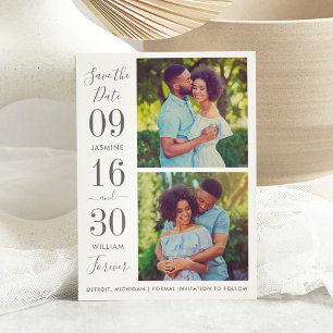 Modern Elegance Charcoal Grey Wedding Photo Save The Date