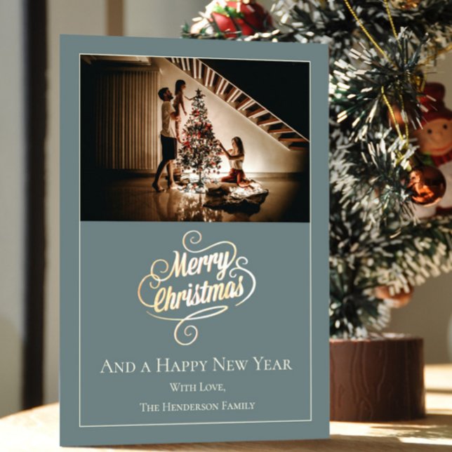 Modern Elegance Christmas Photo | Teal Holiday Card (Creator Uploaded)