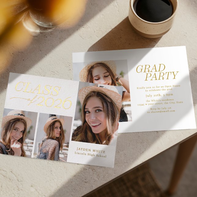 Modern Elegance Class of 2026 Photo Graduation (Modern Elegance Class of 2026 Photo Graduation Foil Invitation)