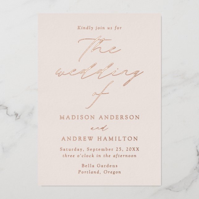 Modern Elegance Cream and Rose Gold Wedding (Front)