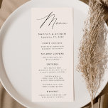 Modern Elegance Cream Wedding Menu<br><div class="desc">Simple and elegant wedding menu featuring "Menu" displayed in a modern black script with a cream-coloured background or colour of your choice. Personalize the ivory wedding menu by adding your names,  wedding date,  and menu information. Designed to coordinate with our Modern Elegance wedding collection.</div>