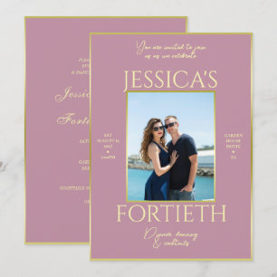 Modern Elegance Dusty Pink Photo 40th Birthday Invitation