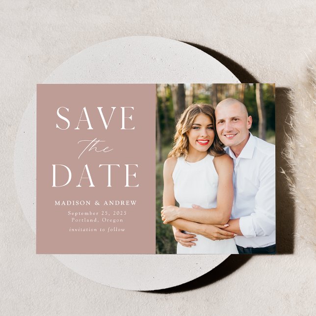 Modern Elegance Dusty Rose Photo Save The Date (Creator Uploaded)
