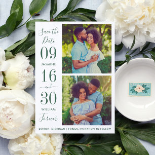 Modern Elegance Emerald Green Wedding Photo Save The Date