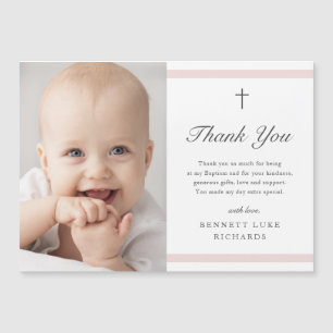 Modern Elegance Girls Baptism Thank You Card