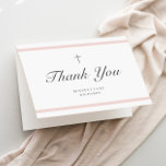 Modern Elegance Girls Baptism Thank You Card<br><div class="desc">The classic stripe baptism thank you card is modern and clean featuring soft pink stripes and a cross on the front. The inside has a photo and personalized message from the family. Grey customizable type allows you to change all of the information on the card to your liking. Perfect for...</div>