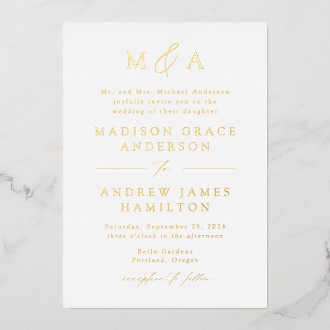 Modern Elegance Gold Monogram Wedding (Front)