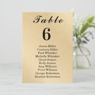 Modern Elegance Gold Table Number Seating Chart