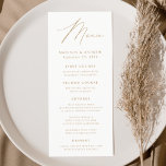 Modern Elegance Gold Wedding Menu<br><div class="desc">Simple and elegant wedding menu featuring "Menu" displayed in a modern gold script with a white background or colour of your choice. Personalize the gold wedding menu by adding your names,  wedding date,  and menu information. Designed to coordinate with our Modern Elegance wedding collection.</div>