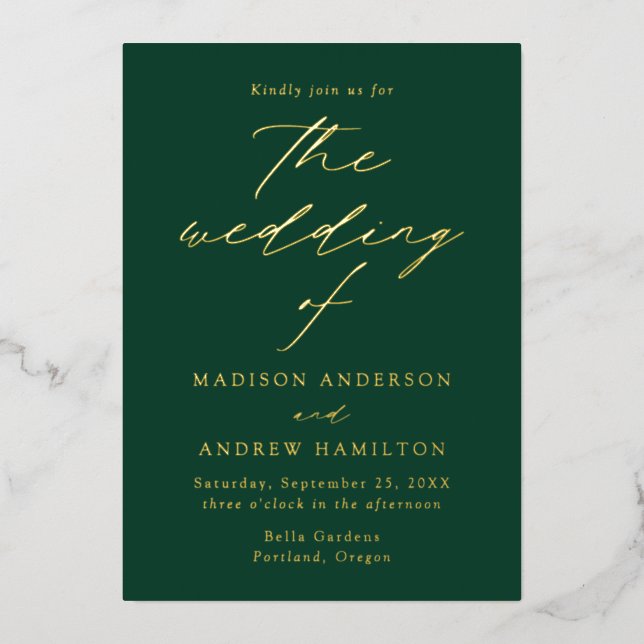 Modern Elegance Green and Gold Wedding (Front)