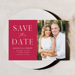 Modern Elegance Magenta Photo Save The Date