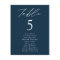 Modern Elegance Navy Table Number Seating Chart