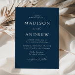 Modern Elegance Navy Wedding Invitation<br><div class="desc">Minimalist,  modern wedding invitation featuring your wedding details in white lettering with calligraphy script accents. The navy background can be changed to a color of your choice. Designed to coordinate with our Modern Elegance wedding collection.</div>