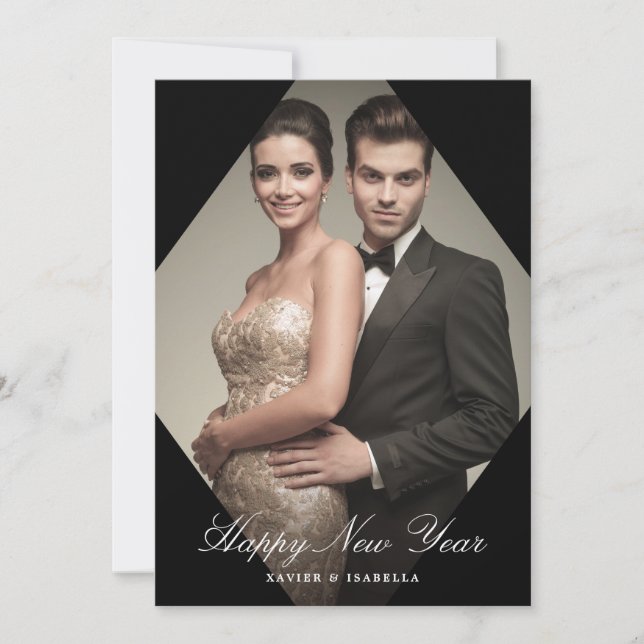 Modern Elegance New Year Photo Holiday Card (Front)