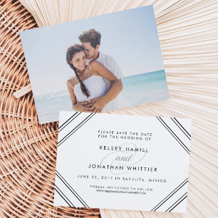 Modern Elegance Optional Back Photo Save the Date Invitation