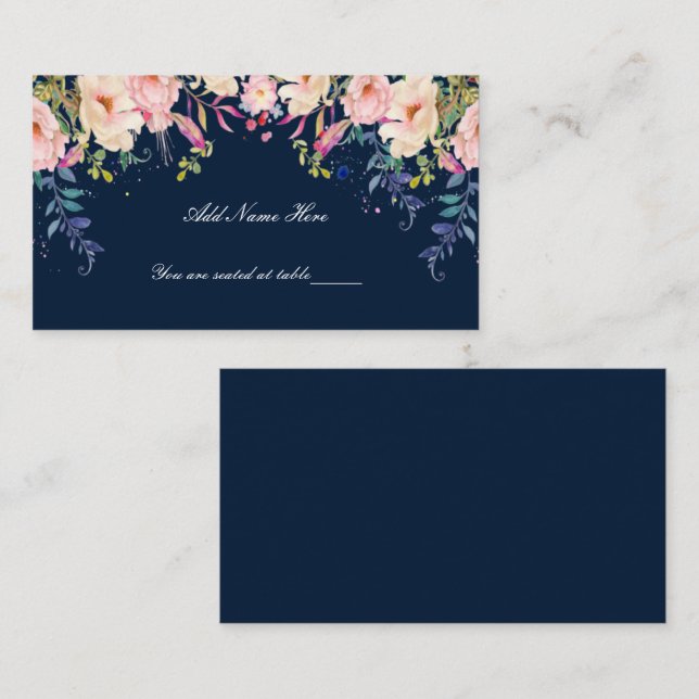 Modern Elegance Pink Floral Botanical Table Place Card (Front/Back)