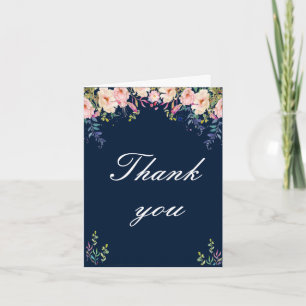 Modern Elegance Pink Floral Botanical Thank You Card