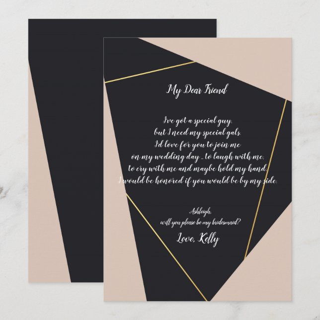 Modern Elegance Pink Floral  will be my bridesmaid Invitation (Front/Back)