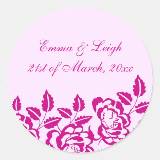 Modern Elegance Pink Rose Envelope Sticker (Front)