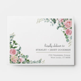 Modern Elegance Pink Rose Peony Flower  Envelope