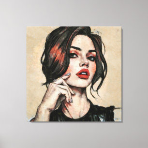 Modern Elegance - Portrait of Woman Glamor Canvas Print