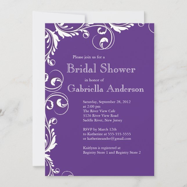 Modern Elegance Purple Bridal Shower Invitation (Front)