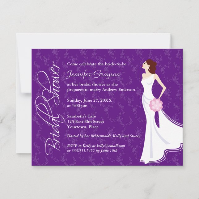 Modern Elegance Rich Purple Bridal Shower Invitation (Front)
