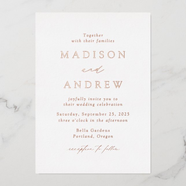 Modern Elegance Rose Gold Wedding (Front)