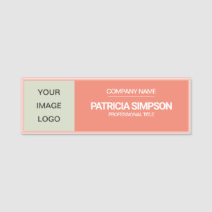 Modern Elegance: Salmon Pink & Beige Logo, Title, Name Tag